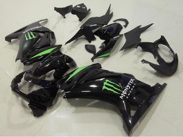 Großhandel Kawasaki ZX250R Motorrad Verkleidung 2008-2012 - Glanzendes Schwarz Grun Monster Energy
