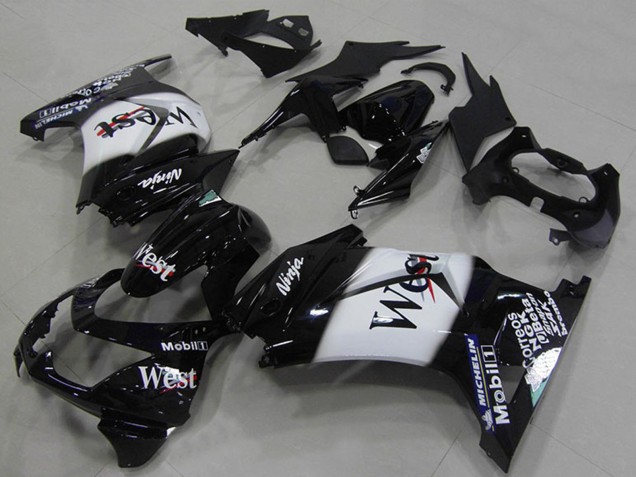 Großhandel Kawasaki ZX250R Motorrad Verkleidung 2008-2012 - Glanzendes Schwarz Weiss West