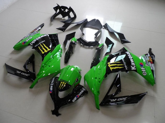 Großhandel Kawasaki ZX300R Motorrad Verkleidung 2013-2018 - Grun Glanzendes Schwarz Gelb Elf Touch4 Monster