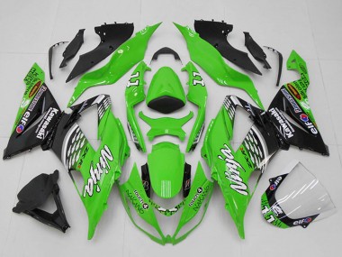 Großhandel Kawasaki ZX6R Motorrad Verkleidung 2013-2018 - Grun Weiss Silber Schwarz Elf Touch4 Bridgestone 11