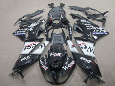 Großhandel Kawasaki ZX6R Motorrad Verkleidung 2009-2012 - Glanzendes Schwarz Weiss West