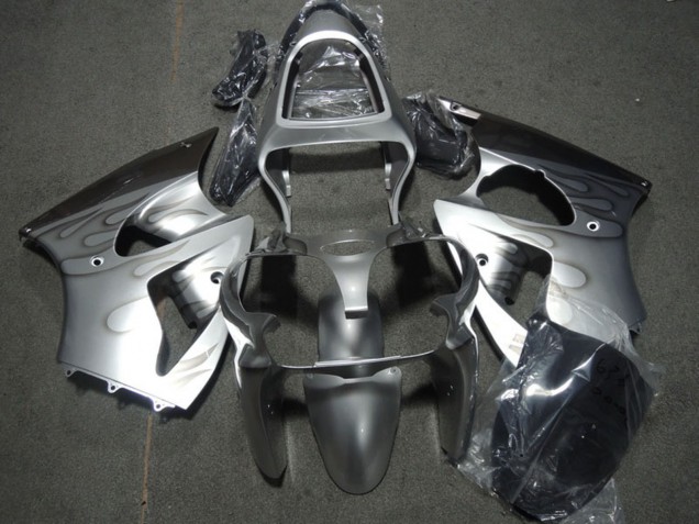 Großhandel Kawasaki ZX6R Motorrad Verkleidung 2000-2002 - Silber Grau Flamme