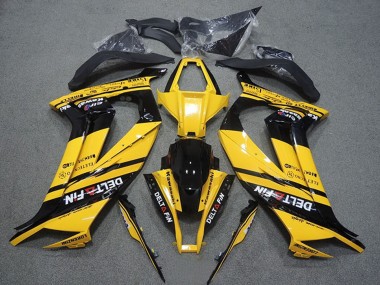 Großhandel Kawasaki ZX10R Motorrad Verkleidung 2011-2015 - Gelb Glanzendes Schwarz Delt Fin