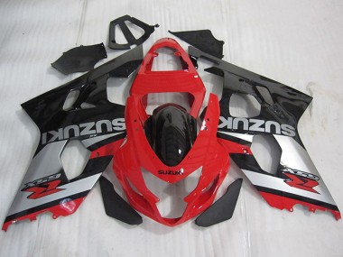 Großhandel Suzuki GSXR 600 Motorrad Verkleidung 2004-2005 - Rot Silber Glanzendes Schwarz
