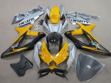 Großhandel Suzuki GSXR 600 Motorrad Verkleidung 2008-2010 - Gelb Silber Glanzendes Schwarz