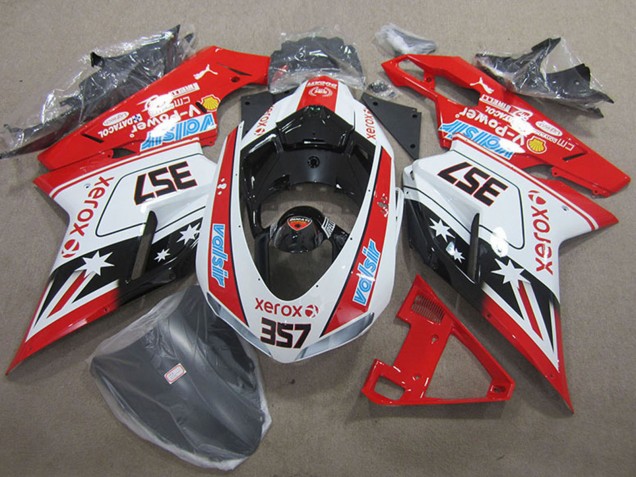 Großhandel Ducati 1098 Motorrad Verkleidung 2007-2014 - Weiss Rot Schwarz Xerox 357
