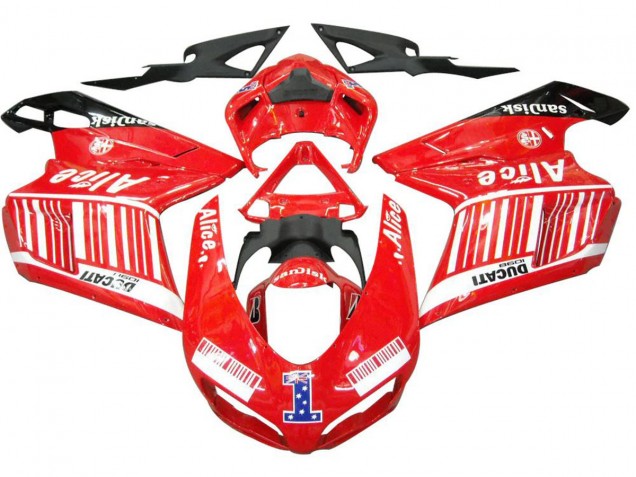 Großhandel Ducati 1098 Motorrad Verkleidung 2007-2014 - Weiss Rot Glanzendes Schwarz Alice 1