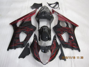 Suzuki GSXR 1000 K3 03-04 Motorrad Verkleidungen - Schwarz rote Flamme