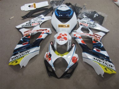 Suzuki GSXR 1000 K7 07-08 Motorrad Verkleidungen - Weiß Blau Dunkel Hund