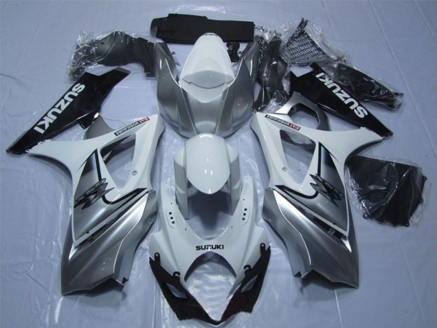 Suzuki GSXR 1000 K7 07-08 Motorrad Verkleidungen - Weiß Silber Schwarz Suzuki GSXR 1000 K7 07-08 Motorrad Verkleidungen - Weiß Silber Schwarz