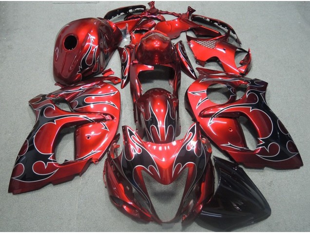 Suzuki GSXR 1300 Hayabusa 08-19 Motorrad Verkleidungen - Rote Schwarz Flamme Suzuki GSXR 1300 Hayabusa 08-19 Motorrad Verkleidungen - Rote Schwarz Flamme