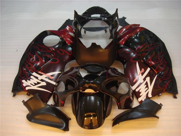 Suzuki GSXR 1300 Hayabusa 96-07 Motorrad Verkleidung - Schwarz rote Flamme Suzuki GSXR 1300 Hayabusa 96-07 Motorrad Verkleidung - Schwarz rote Flamme