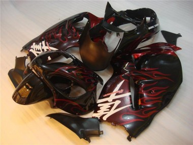 Suzuki GSXR 1300 Hayabusa 96-07 Motorrad Verkleidung - Schwarz rote Flamme