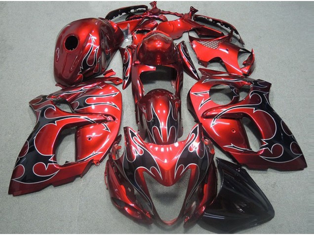 Suzuki GSXR 1300 Hayabusa 96-07 Motorrad Verkleidungen - Rot mit Schwarz Flamme Suzuki GSXR 1300 Hayabusa 96-07 Motorrad Verkleidungen - Rot mit Schwarz Flamme