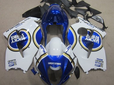 Suzuki GSXR 1300 Hayabusa 96-07 Motorrad Verkleidungen - Weiß Lucky Strike Blau Motul