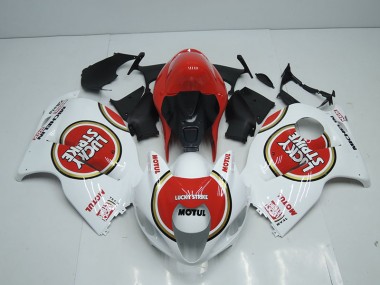 Suzuki GSXR 1300 Hayabusa 96-07 Motorrad Verkleidungen - Weiß Rot Lucky Strike Motul