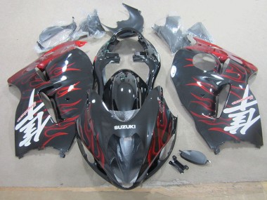 Suzuki GSXR 1300 Hayabusa 96-07 Motorrad Vollverkleidung - Schwarz rote Flamme