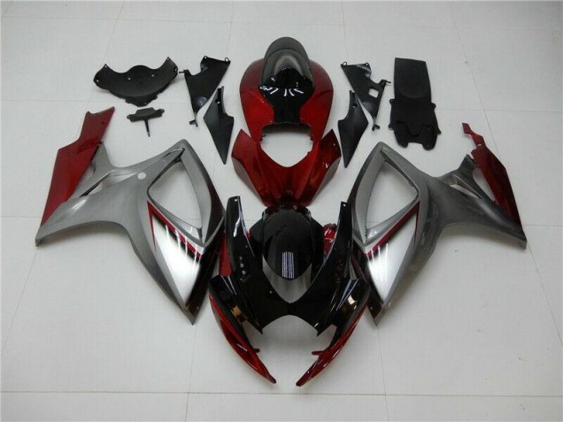 Suzuki GSXR 600 / 750 K6 06-07 Motorrad Verkleidungen - Rot Silber Suzuki GSXR 600 / 750 K6 06-07 Motorrad Verkleidungen - Rot Silber