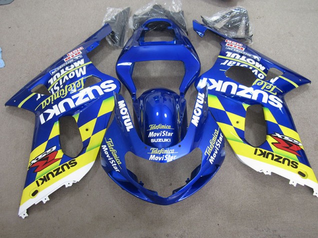 Suzuki GSXR 600 K1 K2 K3 01-03 Motorrad Verkleidungen - Blau Gelb Telefonia Movistar Suzuki GSXR 600 K1 K2 K3 01-03 Motorrad Verkleidungen - Blau Gelb Telefonia Movistar