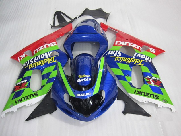 Suzuki GSXR 600 K1 K2 K3 01-03 Motorrad Verkleidungen - BlauGrün Rot Telefumia Movistar Suzuki GSXR 600 K1 K2 K3 01-03 Motorrad Verkleidungen - BlauGrün Rot Telefumia Movistar