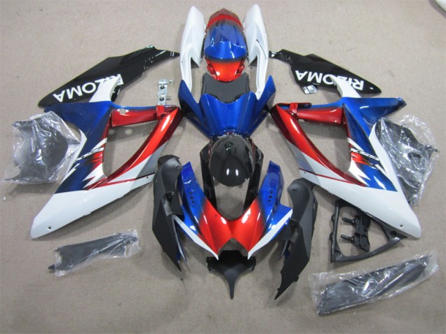 Suzuki GSXR 600 K8 08-10 Motorrad Verkleidungen - Blau Rot Weiß Suzuki GSXR 600 K8 08-10 Motorrad Verkleidungen - Blau Rot Weiß
