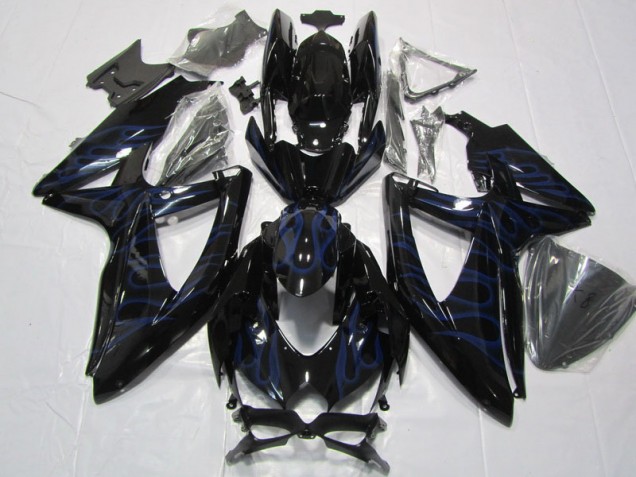 Suzuki GSXR 600 K8 08-10 Motorrad Verkleidungen - Schwarze Blau Flamme Suzuki GSXR 600 K8 08-10 Motorrad Verkleidungen - Schwarze Blau Flamme