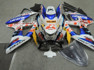 Suzuki GSXR 600 K8 08-10 Motorrad Verkleidungen - Weiß Blau Dunkel Hund