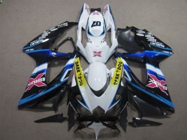 Suzuki GSXR 600 K8 08-10 Motorrad Verkleidungen - Weiß Dunkel Hund 07