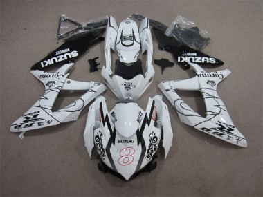 Suzuki GSXR 600 K8 08-10 Motorrad Verkleidungen - Weiß Schwarz Corona Extra Motul 8