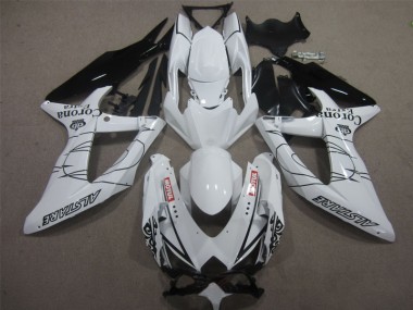 Suzuki GSXR 600 K8 08-10 Motorrad Verkleidungen - Weiß Schwarz Corona Extra Motul