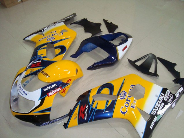 Suzuki GSXR 750 K1 K2 K3 01-03 Motorrad Verkleidungen - Gelb Blau Corona Extra Motul Suzuki GSXR 750 K1 K2 K3 01-03 Motorrad Verkleidungen - Gelb Blau Corona Extra Motul