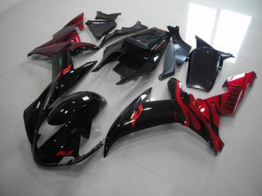 Yamaha R1 02-03 Motorrad Verkleidungen - Schwarze Flamme