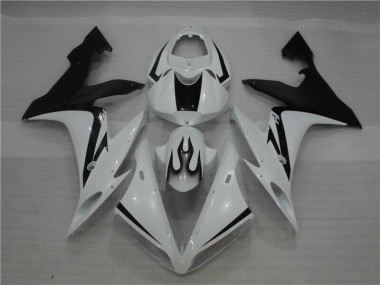 Yamaha R1 04-06 Motorrad Verkleidungen - Weiß Schwarz Flamme