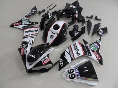 Yamaha R1 07-08 Motorrad Verkleidungen - Schwarz Weißes Aufkleberpaket