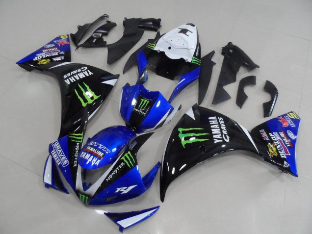 Yamaha R1 12-14 Motorrad Verkleidung - BlauSchwarz Monster Yamaha R1 12-14 Motorrad Verkleidung - BlauSchwarz Monster