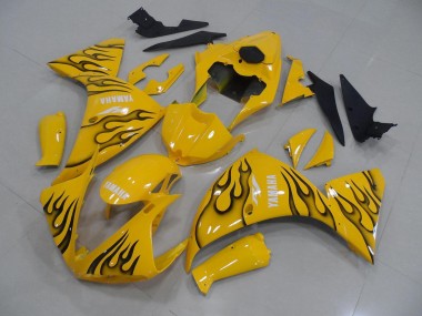 Yamaha R1 12-14 Motorrad Verkleidungen - Gelb Schwarz Flamme