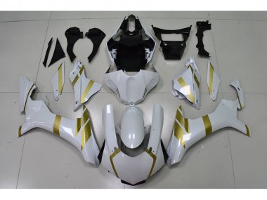 Yamaha R1 15-19 Motorrad Verkleidungen - Weiß mit Gold Aufkleber