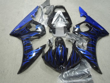 Yamaha R6 03-05 Motorrad Verkleidung - Schwarze Blau Flamme