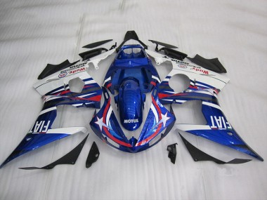 Yamaha R6 03-05 Motorrad Verkleidungen - Blau Weiß Motul Fiat