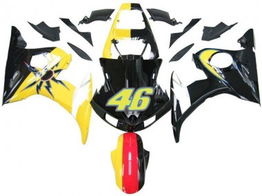 Yamaha R6 03-05 Motorrad Verkleidungen - Schwarz Gelb Nr. 46