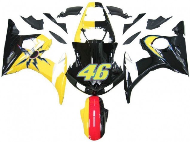 Yamaha R6 03-05 Motorrad Verkleidungen - Schwarz Gelb Nr. 46 Yamaha R6 03-05 Motorrad Verkleidungen - Schwarz Gelb Nr. 46