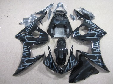 Yamaha R6 03-05 Motorrad Verkleidungen - Schwarz mit Flamme