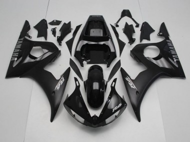 Yamaha R6 03-05 Motorrad Verkleidungen - Schwarz mit silbernen Aufklebern