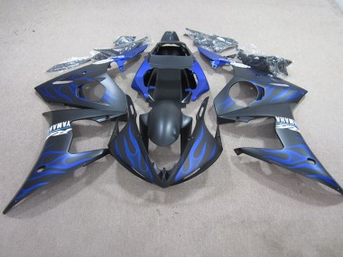 Yamaha R6 03-05 Motorrad Verkleidungen - Schwarze Blau Flamme