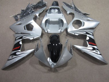 Yamaha R6 03-05 Motorrad Verkleidungen - Silber Schwarz Rot Aufkleber