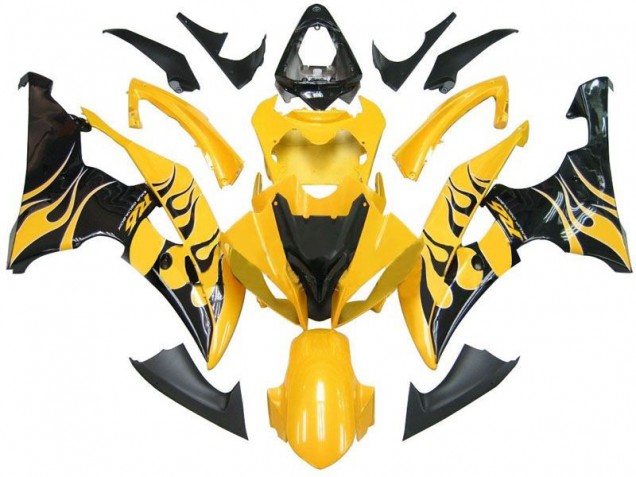Yamaha R6 08-16 Motorrad Verkleidungen - Gelb Schwarz Flamme R6 Yamaha R6 08-16 Motorrad Verkleidungen - Gelb Schwarz Flamme R6