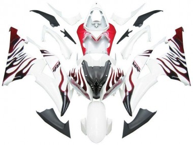 Yamaha R6 08-16 Motorrad Verkleidungen - Weiß Rot Flamme R6