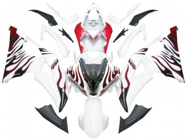 Yamaha R6 08-16 Motorrad Verkleidungen - Weiß Rot Flamme R6 Yamaha R6 08-16 Motorrad Verkleidungen - Weiß Rot Flamme R6