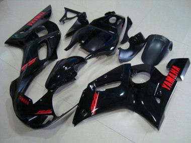 Yamaha R6 98-02 Motorrad Verkleidung - Glänzend Schwarz Rote Aufkleber