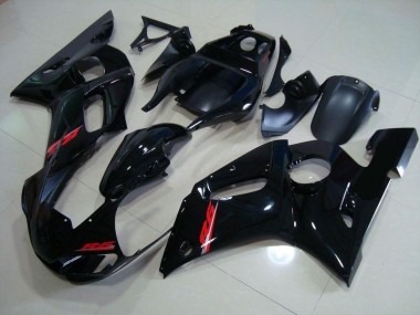 Yamaha R6 98-02 Motorrad Verkleidungen - Glänzend Schwarz Rote Aufkleber